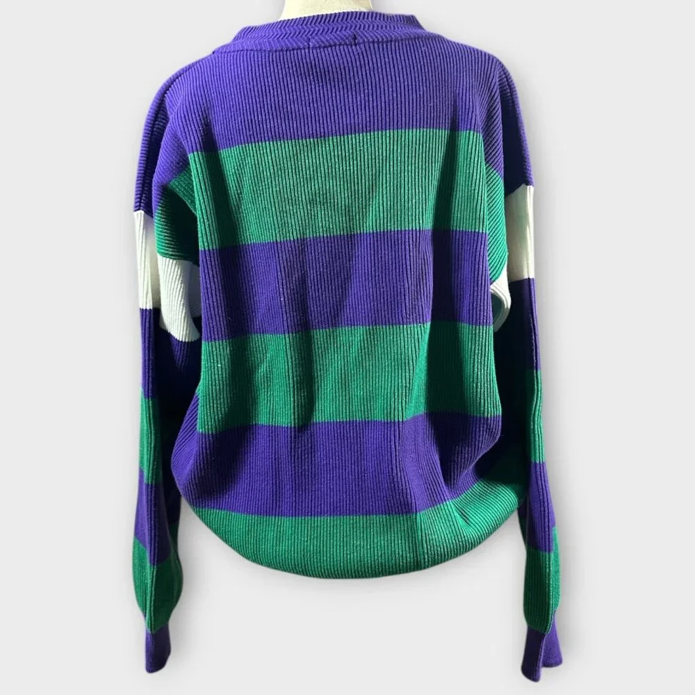 Vintage Nautica Men's Sz L 90s Yacht Club Color Block Knit Ribbed Sweater‎ Retro